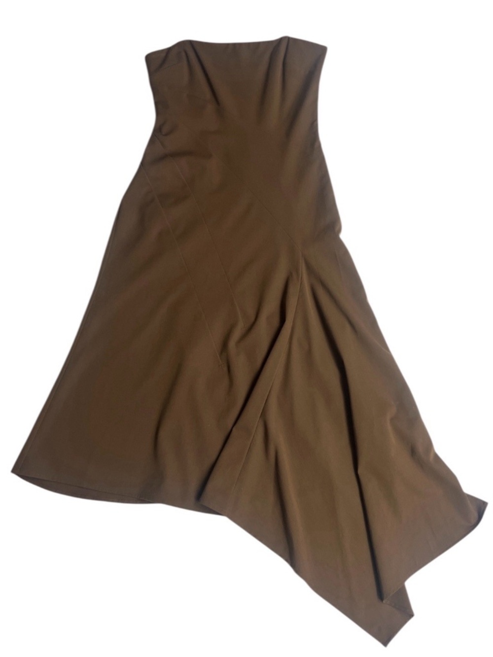 BCBG MaxAzria Women's Brown Asymmetrical Fitted Dress Zipper Classy Size 4